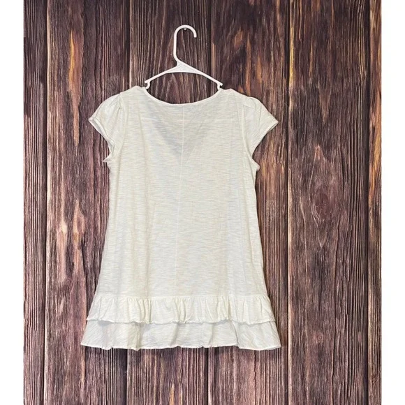 Lilly Pulitzer T Shirt Womens M White Pima Cotton Ruffle Hem V Neck Casual - Picture 2 of 12
